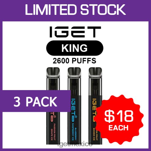 IGET Vape Online - king - 2600 inhalaciones - paquete de 3 N4LF8X476
