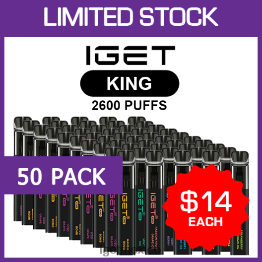 IGET Vape Online - king - 2600 inhalaciones - paquete de 50 N4LF8X502