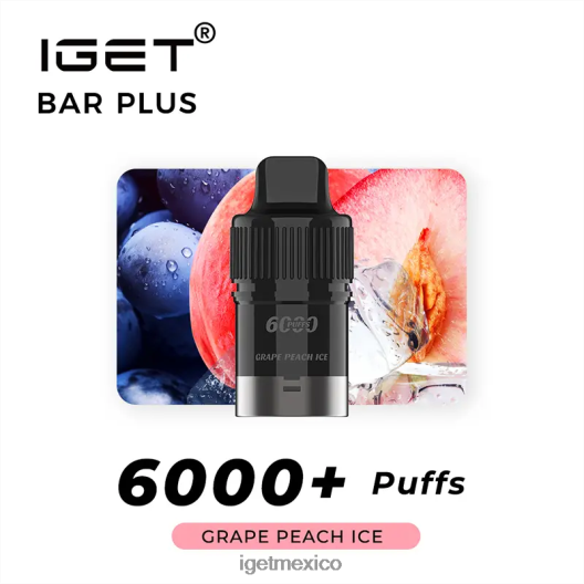IGET Online - barra plus pod 6000 inhalaciones N4LF8X254 hielo de durazno uva