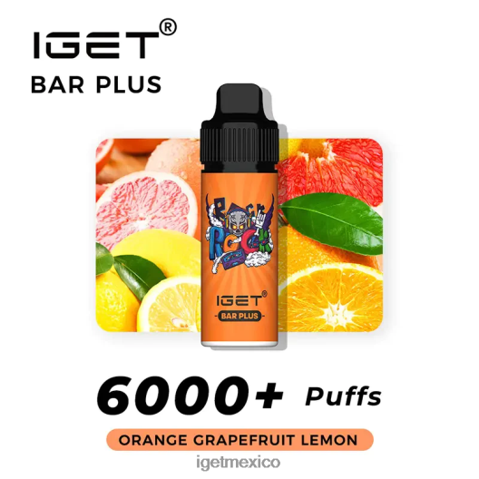 IGET Wholesale - barra plus - 6000 inhalaciones N4LF8X562 naranja limon