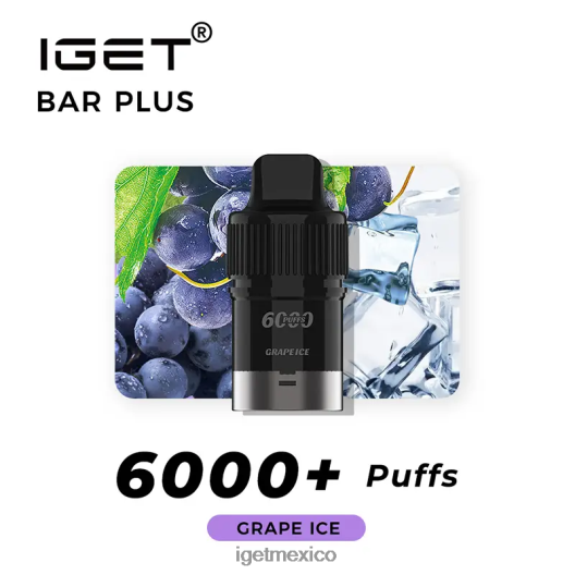 IGET Vape - Barra sin nicotina plus pod 6000 inhalaciones N4LF8X382 hielo de uva